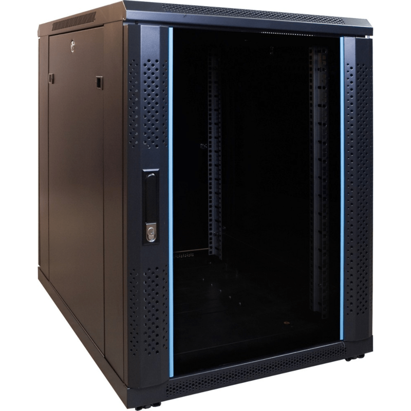15U mini Patchkast met glazen deur 600x800x860mm (BxDxH)