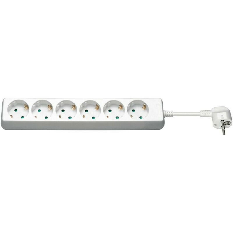 6 voudige Stekkerdoos, wit 3 meter