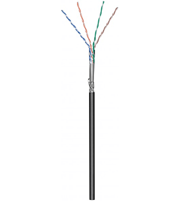 CAT6 SF/UTP 100m buitenkabel op rol stug zwart CCA