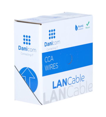 CAT6 SF/UTP 50m kabel op rol stug grijs CCA