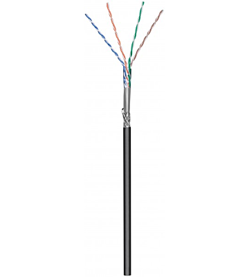 CAT6 S/FTP 50m buitenkabel op rol stug zwart CCA