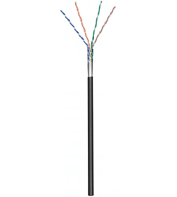 CAT5e FTP 100m buitenkabel op rol soepel zwart CCA