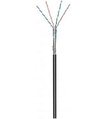 CAT6 SF/UTP 305m buitenkabel op rol soepel zwart CCA