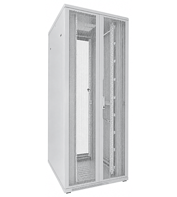 42U witte patchkast met dubbele geperforeerde voor- en achterdeuren 800x1000x2000mm (BxDxH)