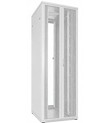 47U witte patchkast met dubbele geperforeerde voor- en achterdeuren 800x1000x2200mm (BxDxH)