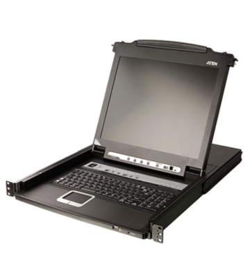AMK808-17PB 1U, single rail, 17" LCD keyboard drawer with 8-port KVM switch