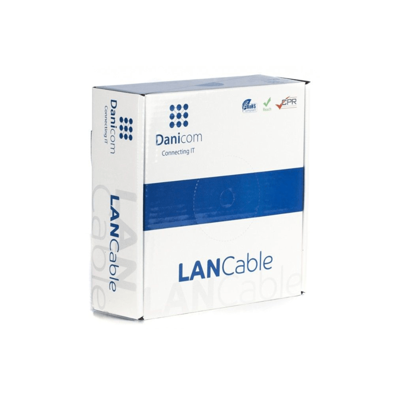 CAT6 U/UTP 50m kabel op rol soepel grijs CCA