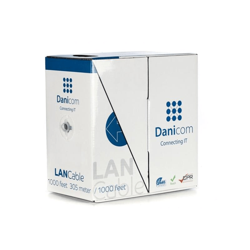 CAT6 U/UTP 305m kabel op rol soepel grijs CCA