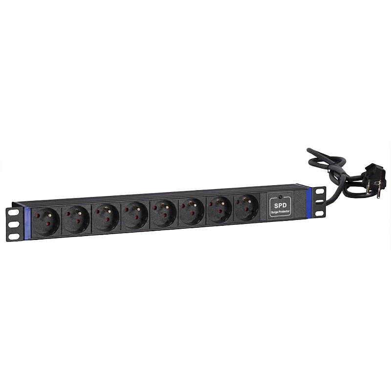19 inch 8 voudige stekkerdoos - Surge Protection Device - Penaarde