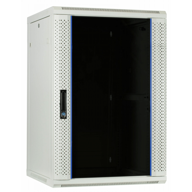 22U witte wandkast met glazen deur 600x600x1100mm (BxDxH)