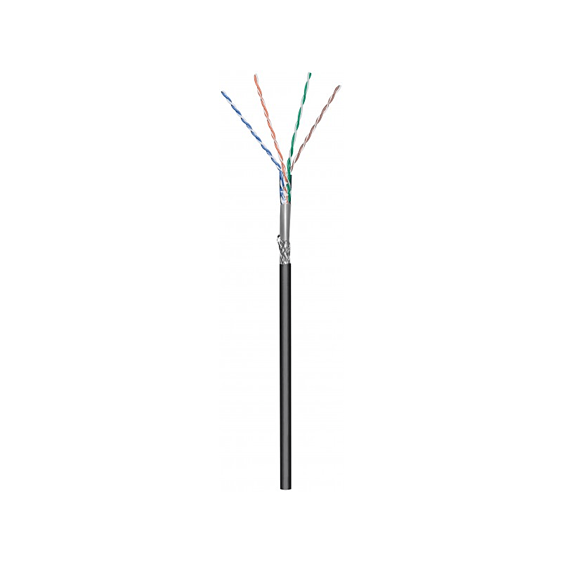 CAT6 SF/UTP 100m buitenkabel op rol stug zwart CCA