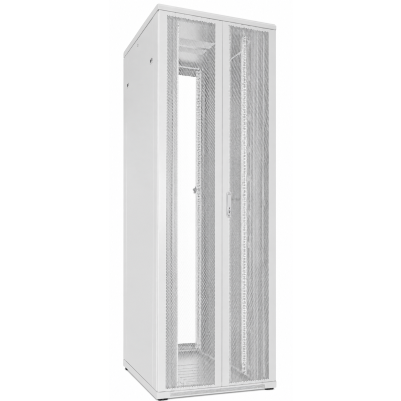 47U witte patchkast met dubbele geperforeerde voor- en achterdeuren 800x1000x2200mm (BxDxH)