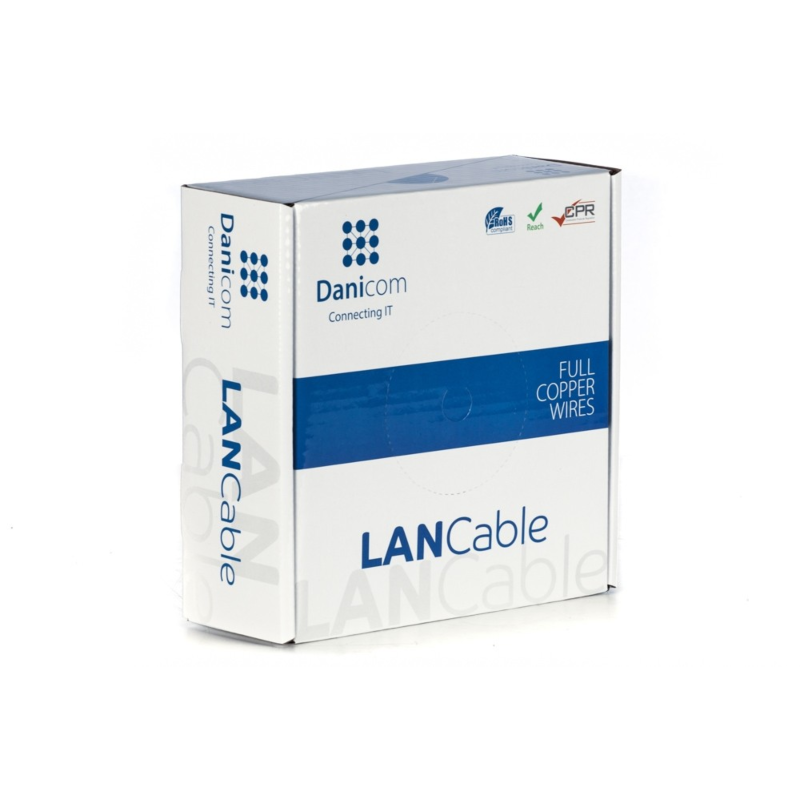 DANICOM CAT6A U/UTP 50m kabel op rol soepel - PVC (Fca)