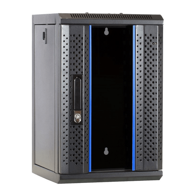 10 inch 9U serverkast met glazen deur 370x450x486mm (BxDxH)
