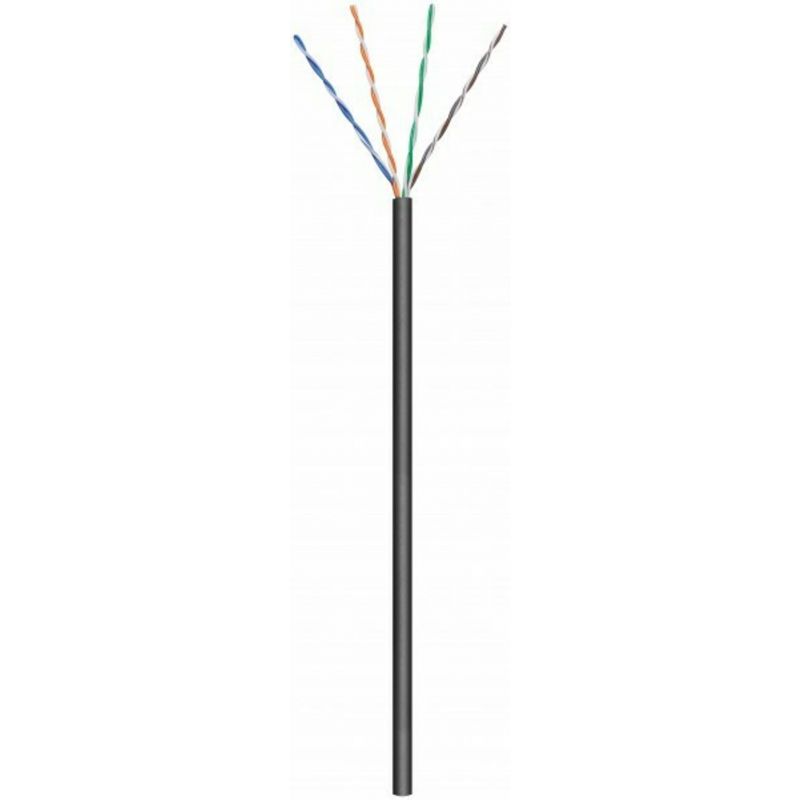 CAT6 U/UTP 305m buitenkabel op rol soepel zwart CCA